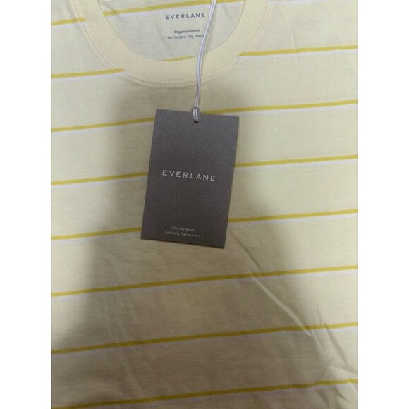 NWT Everlane The Organic Cotton Crew Tee Women's Yellow Striped T-shirt Medium - Picture 5 of 10